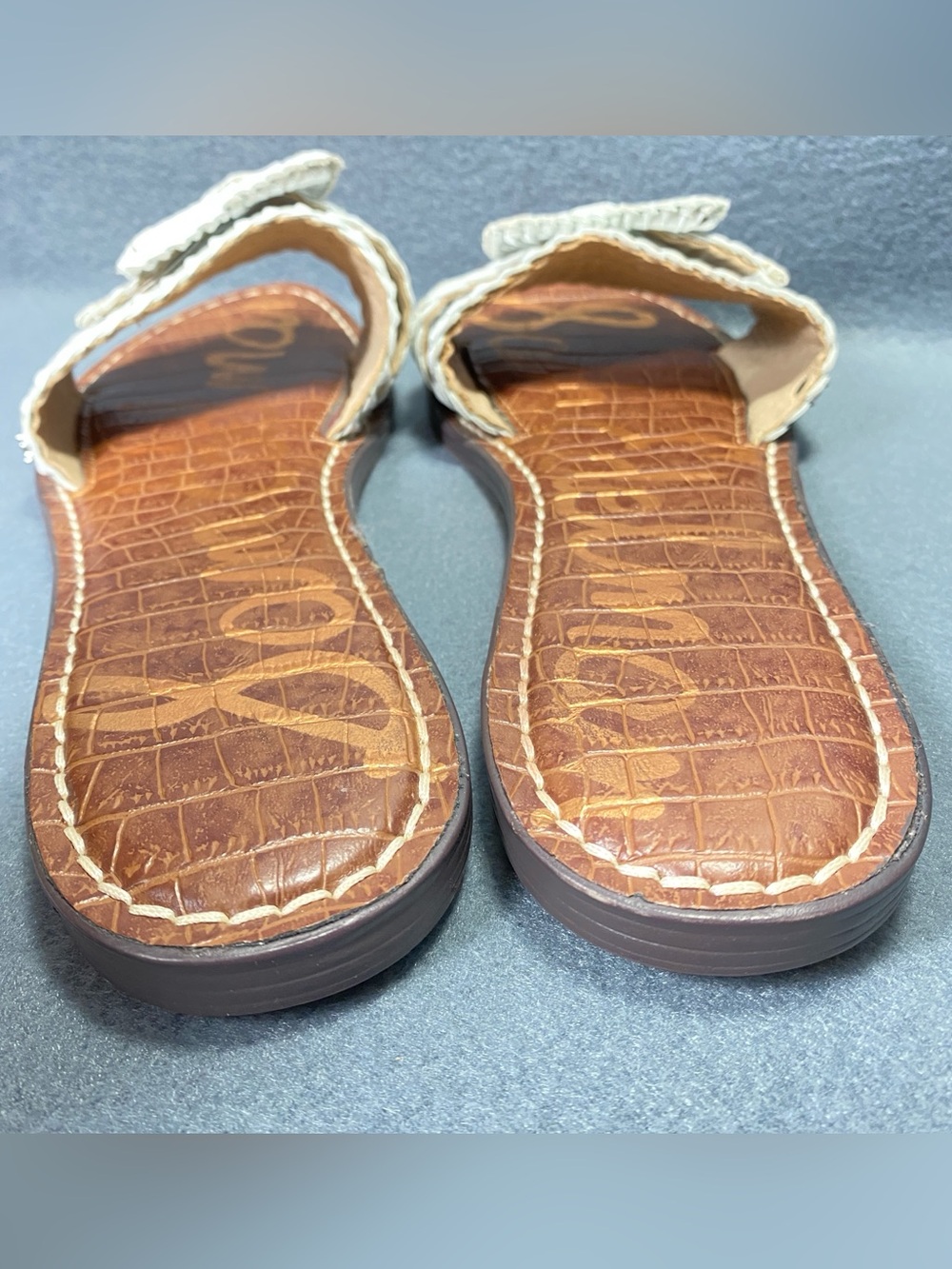 Sam Edelman-Gabriela White Woven Leather Flats Sandals w/Buckle Women’s Sz 9.5 M - Picture 10 of 16